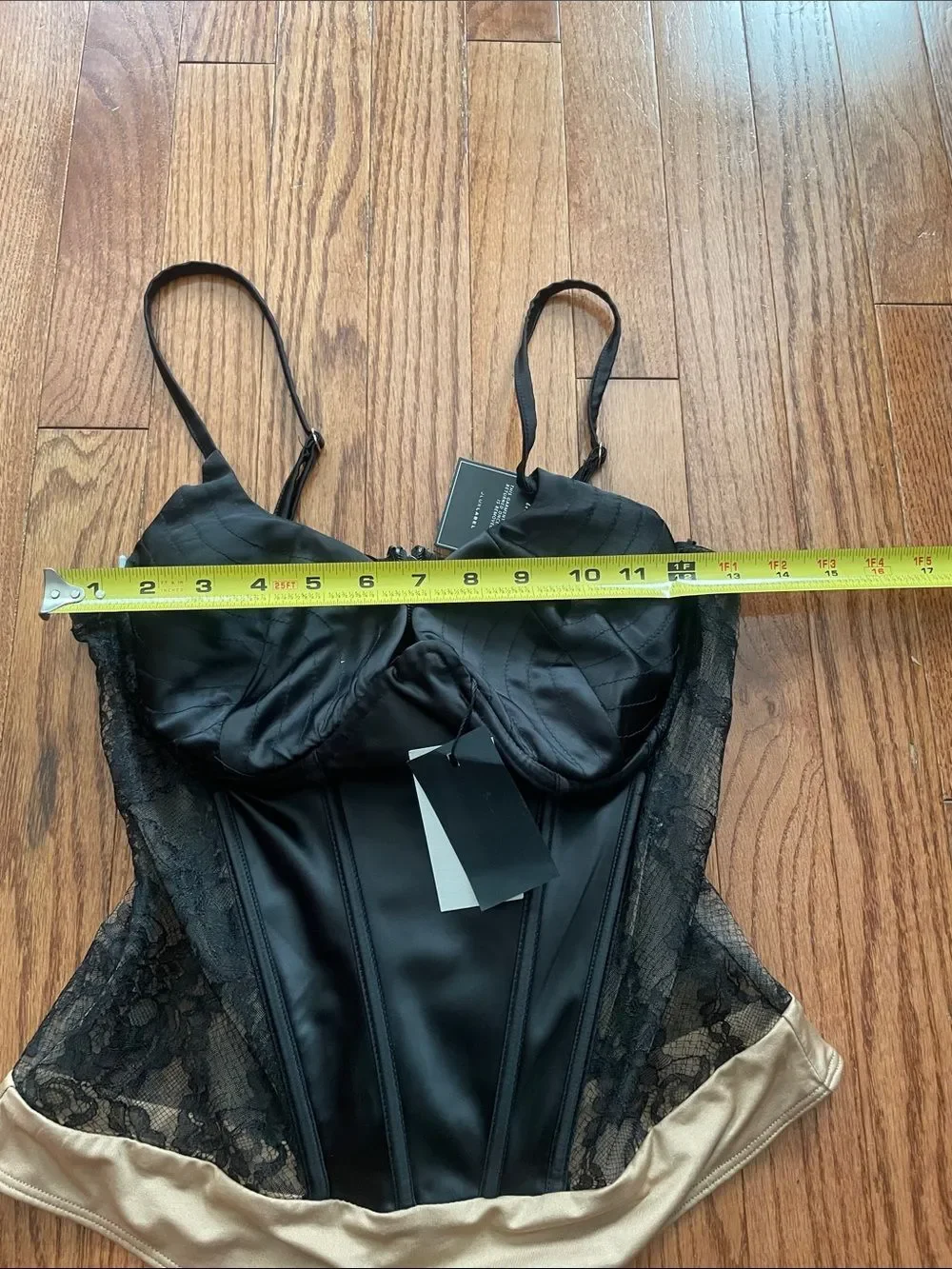 JLUXLABEL Black Nude Lace Bodysuit Sz Large NWT *Flaw*